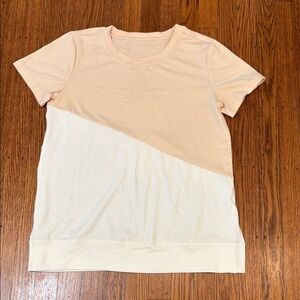 Pink & White Colorblock T-Shirt – Side Slits – Women’s Small – Casual Cute